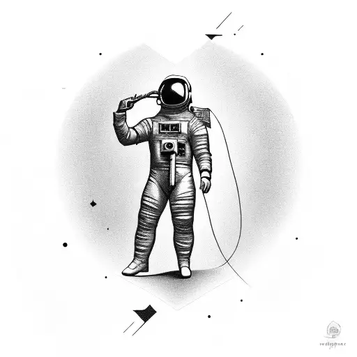 astronaut trumpet tattoo design idea