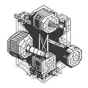 A geometric design incorporating dumbbells and a construction crane symbolizing your passion for the gym and construction work tattoo design idea
