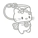 sanrio characters and whinsical lines as if sanrio characters are arranged in a keychain coming down the forearm tattoo design idea