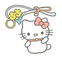 sanrio characters and whinsical lines as if sanrio characters are arranged in a keychain coming down the forearm tattoo design idea