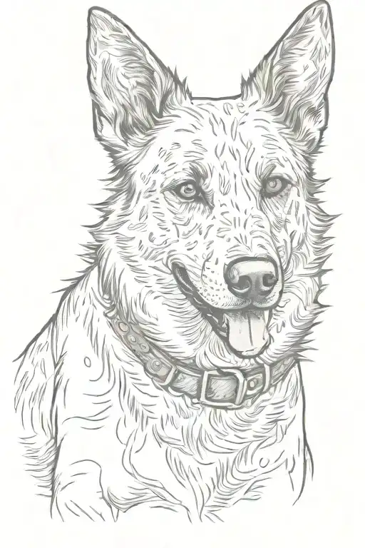 cattle dog sitting tattoo design idea