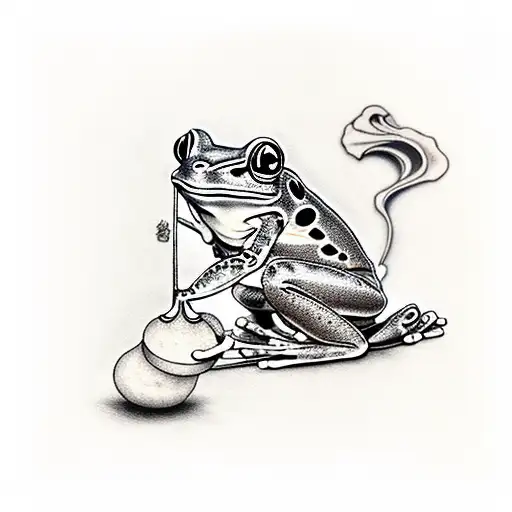frog sitting on lilipad smoking a blunt  tattoo design idea