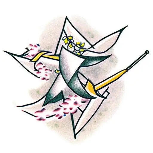 Arrow with Heather Flowers tattoo design idea