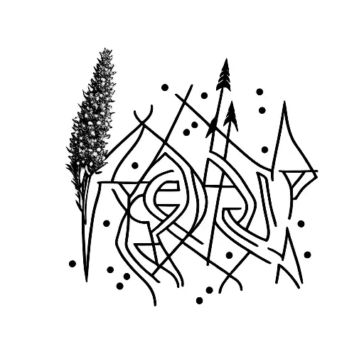 Arrow with Heather Flowers tattoo design idea