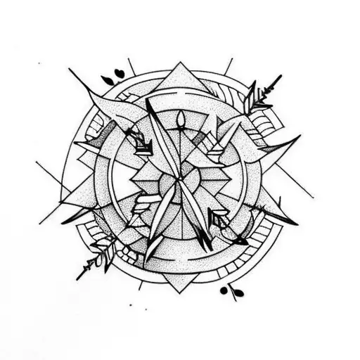 Arrow with Heather Flowers tattoo design idea