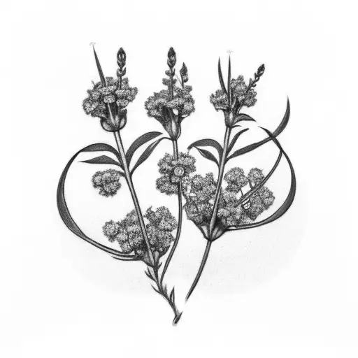 3 Vervain(Verbena) flowers with small leaves around them. tattoo design idea