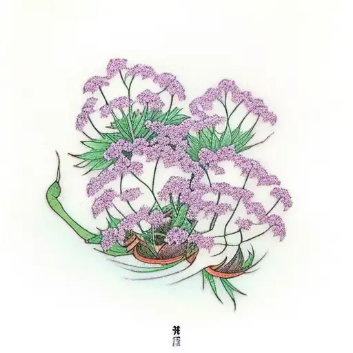 3 Vervain(Verbena) flowers with small leaves around them. tattoo design idea