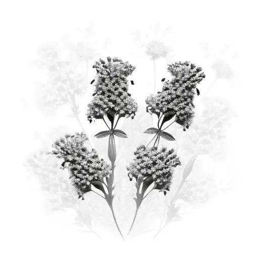 3 Vervain(Verbena) flowers with small leaves around them. tattoo design idea