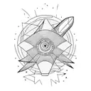 rocket with simple line work tattoo design idea