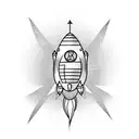 rocket with simple line work tattoo design idea