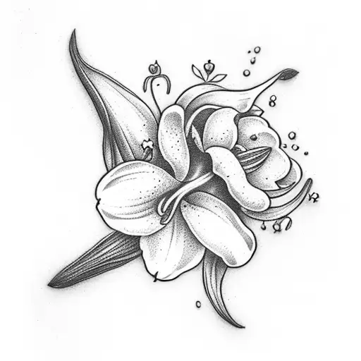 lily of the valley and fresia flowers with a small hummingbird  tattoo design idea