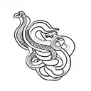 Snake with flowers wrapped around a dagger vertical tattoo design idea