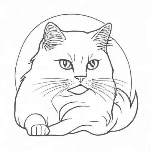white persian cat sitting tattoo design idea