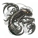 red and black scorpion with red tattoo design idea