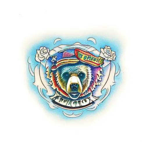 grateful dead bear tattoo design idea