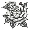 Rose with bud made of 100 dollar bill hand tattoo  tattoo design idea