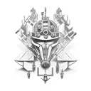 Lego-inspired steampunk gadget tattoo design idea