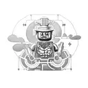 Lego-inspired steampunk gadget tattoo design idea