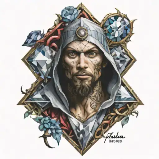 diamond hero sybol  with a T in the middle tattoo design idea