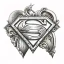 superman logo with a T in the middle tattoo design idea