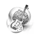 paleta de pintor en una guitarra flamenca dentro de un balon de futbol tattoo design idea