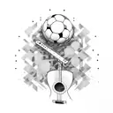 paleta de pintor en una guitarra flamenca dentro de un balon de futbol tattoo design idea