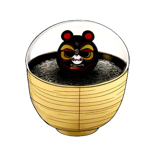 black gold daruma tattoo design idea