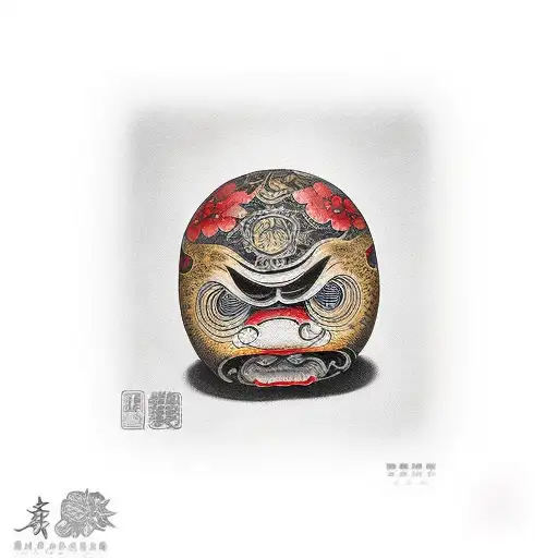 black gold daruma tattoo design idea