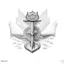 Ukrainian trident and Canada flag tattoo design idea