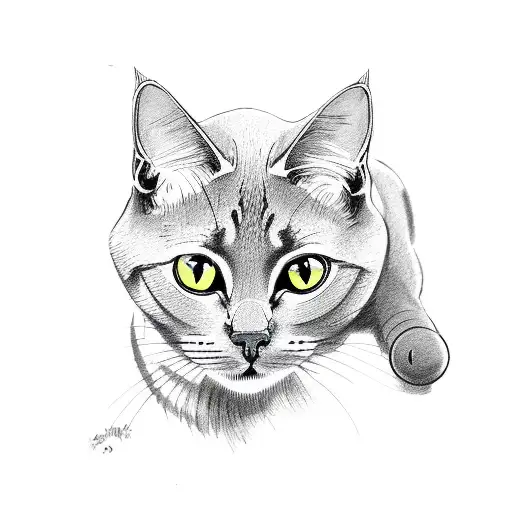 Bombay cat playing with toys tattoo design idea