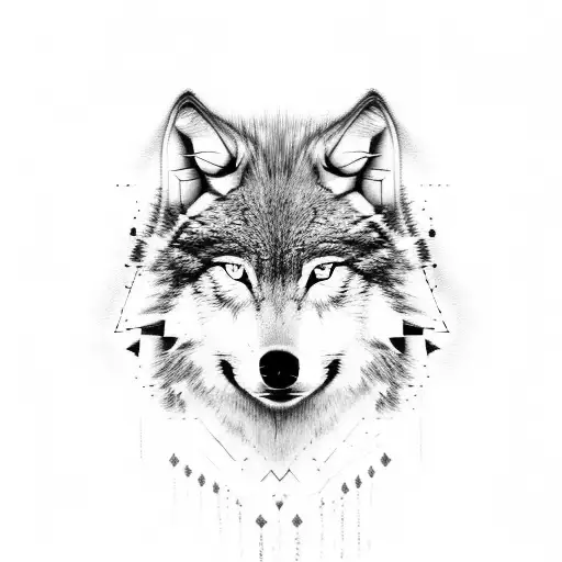 half wolf face with arrow tattoo design idea