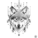 wolf face with arrow tattoo design idea