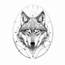 wolf face with arrow tattoo design idea