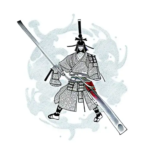 Samurai silhouette  with sword  tattoo design idea