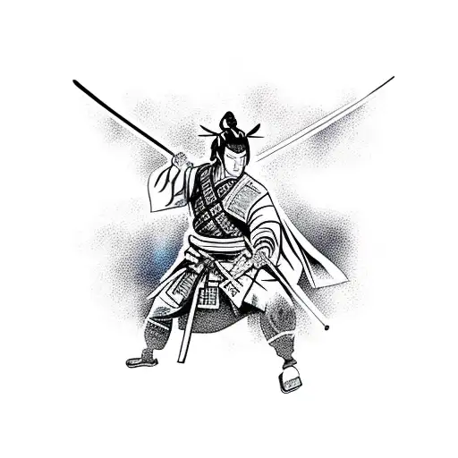 Samurai silhouette  with sword  tattoo design idea