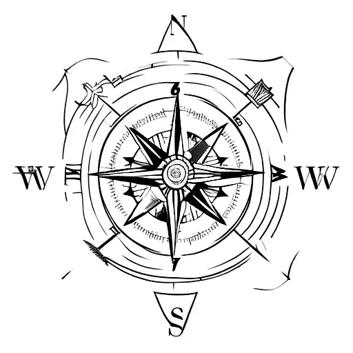 A compass with an arrow pointing forward, symbolizing the importance of embracing the present while looking towards the future tattoo design idea