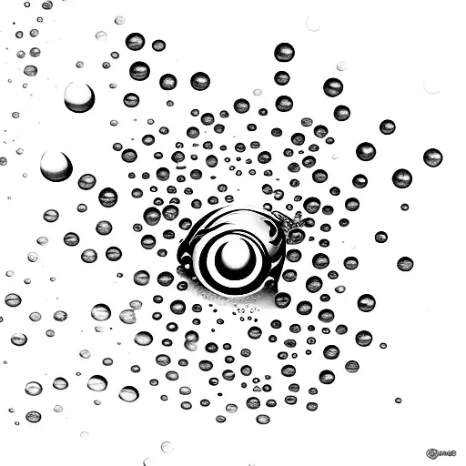 A wave breaking into droplets with the phrase 'one drop at a time' to remind you to focus on the present moment and take life step by step tattoo design idea