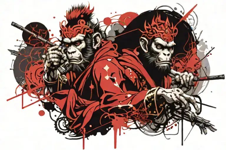 monkey king reached buddhahood tattoo design idea