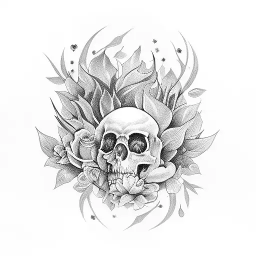 gothic floral candles tattoo design idea