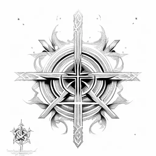 santiago cross and holy trinity tattoo design idea