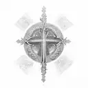 santiago cross and holy trinity tattoo design idea