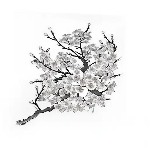 scroll with cherry blossom tattoo design idea