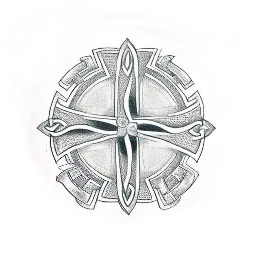 celtic cross with the campbell of argyll crest as the circle part, include thistles in the design s tattoo design idea