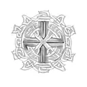 celtic cross with the campbell of argyll crest as the circle part, include thistles in the design s tattoo design idea