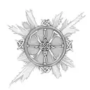 celtic cross with the campbell of argyll crest as the circle part, include thistles in the design s tattoo design idea