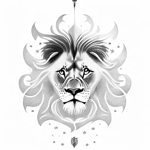 A majestic lion soaring through the clouds tattoo design idea