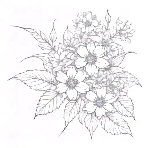 July August November Birth Flower Bouquet tattoo design idea