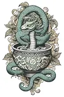 bowl of hygeia snake chalice combined together with caduceus tattoo design idea