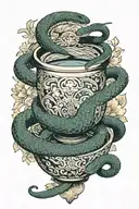 bowl of hygeia snake chalice combined together with caduceus tattoo design idea