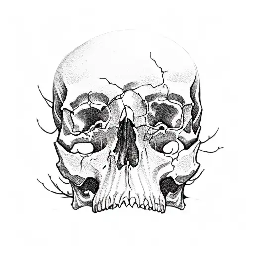 skull and fungus tattoo design idea